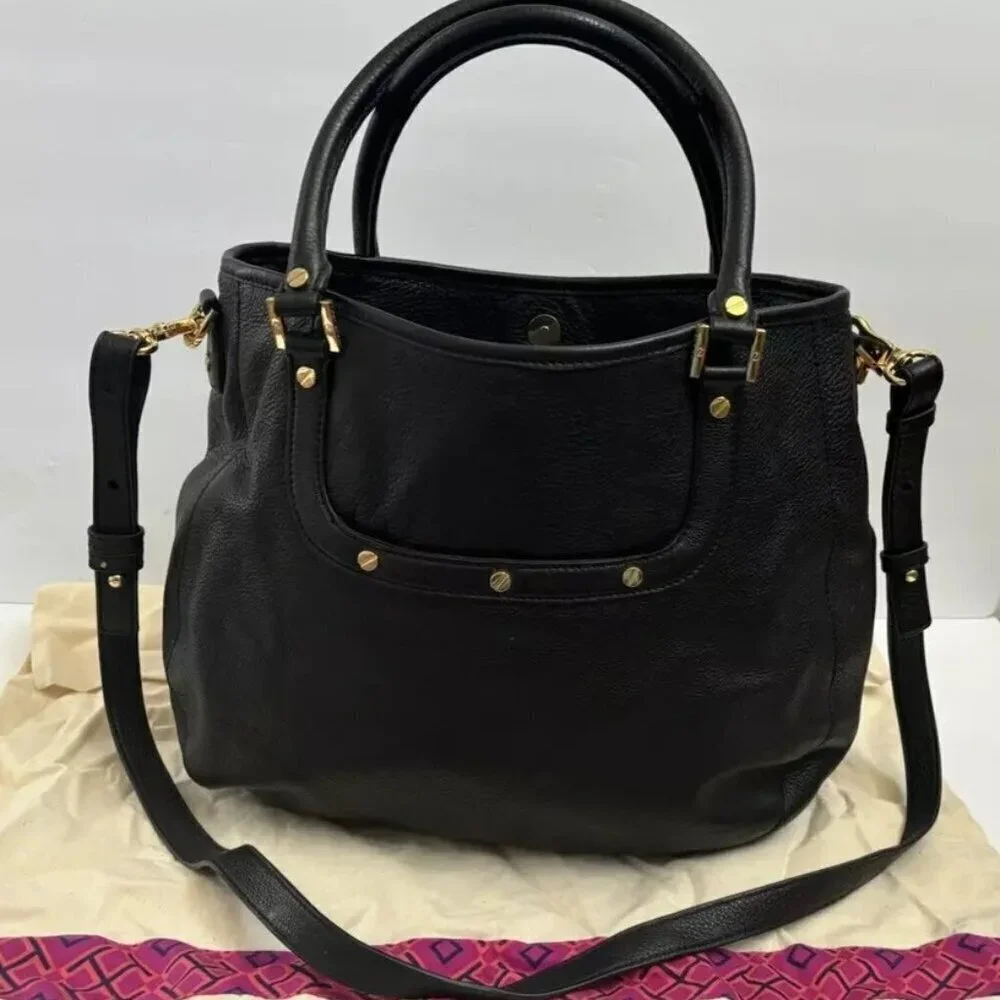 Tory Burch Handbag Satchel Crossbody Black Leather Purse Shoulderbag Tote